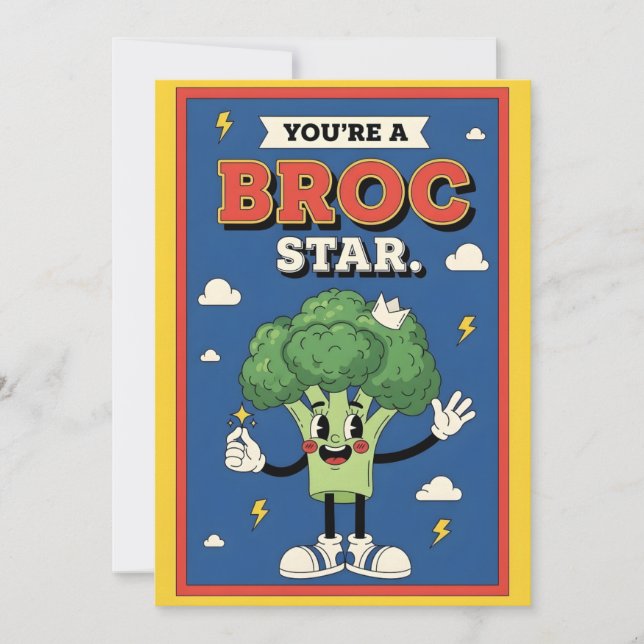 funny broccoli pun You’re a Broc Star food Tack Kort (Framsida)