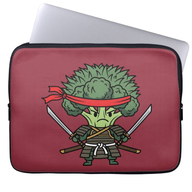 Funny Broccoli Samurai Warrior Japanese Art Illust Laptop Fodral (Framsidan)