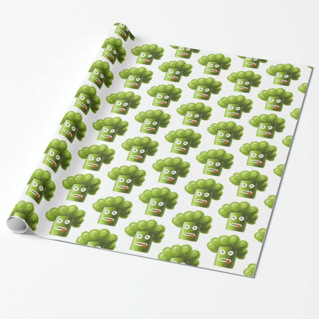 Funny Broccoli Vegetarian Mönster Presentpapper (Utrullad)