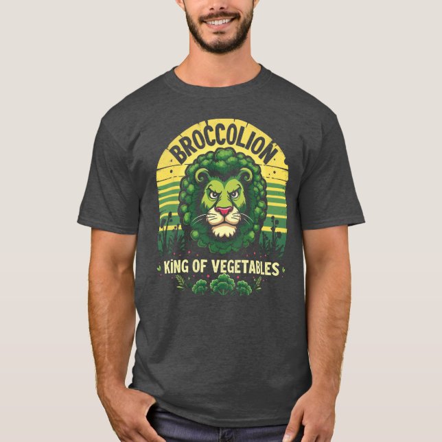 Funny Broccolion Lejonare Broccoli Hybrid Retro T Shirt (Framsida)