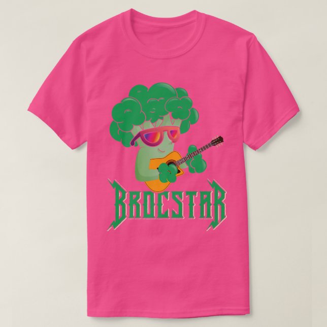 Funny Brocstar Guitar Broccoli T Shirt (Design framsida)