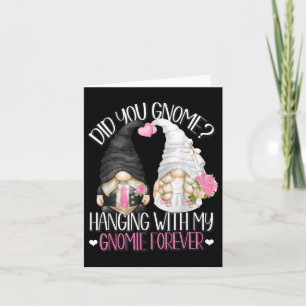 Funny Bröllop Groom Bride Gnome Pun Hanging with M Kort
