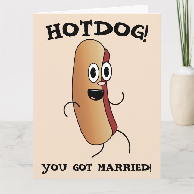 FUNNY BRÖLLOP HOTDOG GRATTISS GREETING CARD KORT (Framsida)