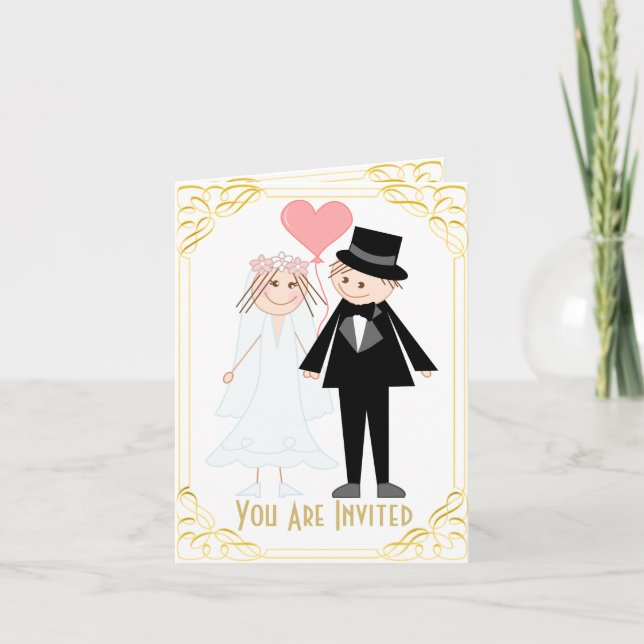 Funny bröllop par inbjudan (Framsida)