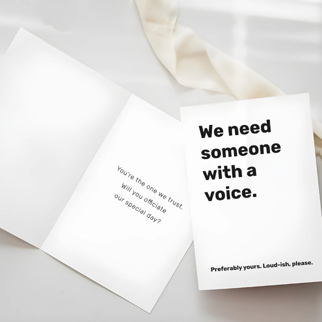 Funny Bröllop-tjänsteman Frieri kort - Loud Voice (Funny Wedding Officiant Proposal Card – Loud Voice)