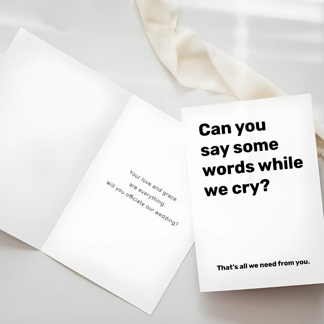 Funny Bröllop-tjänsteman Frieri - säg lite Ord Kort (Funny Wedding Officiant Proposal – Say Some Words Card)