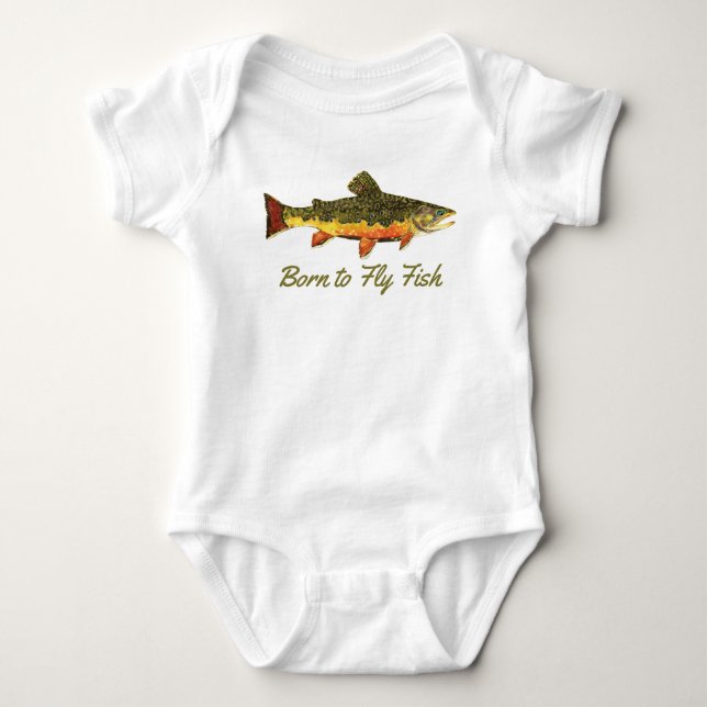 Funny Brook Trout "Born to Fly Fish" T-shirt (Framsida)