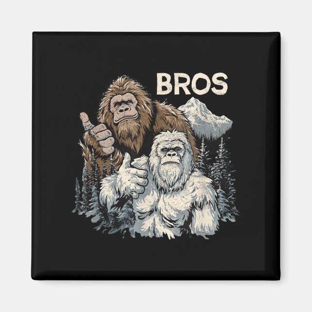 Funny Bros Bigfoot och Yeti Brothers Sasquatch Awe Magnet (Framsidan)