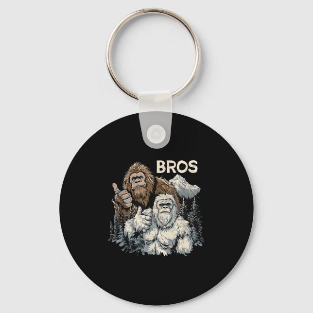 Funny Bros Bigfoot och Yeti Brothers Sasquatch Awe Nyckelring (Framsida)