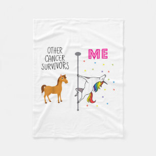 Funny Bröstcancer överlevande Unicorn Rainbow Le D Fleecefilt