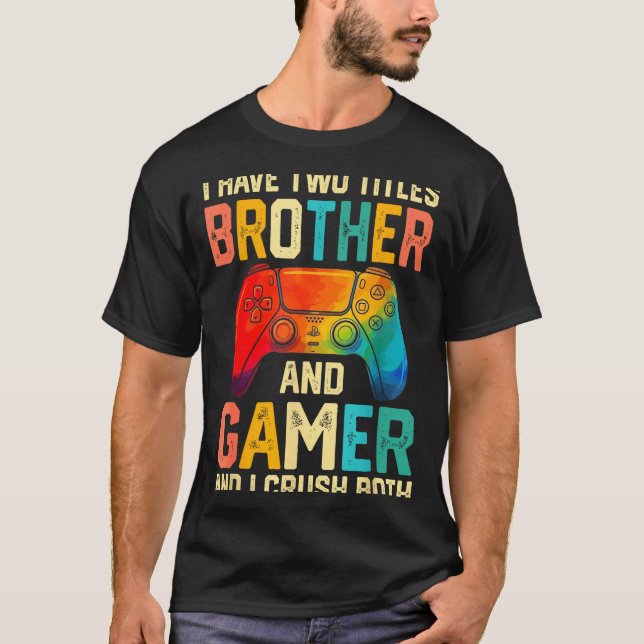 Funny Brother Gamer Graphic Tee Men Boys Teens Vid (Framsida)
