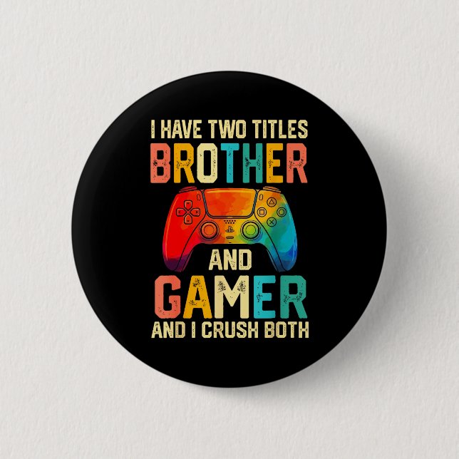 Funny Brother Gamer Graphic Tee Men Boys Teens Vid Knapp (Framsida)