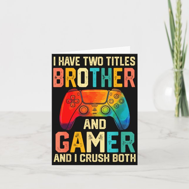 Funny Brother Gamer Graphic Tee Men Boys Teens Vid Kort (Framsida)