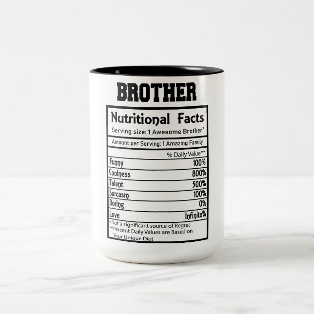Funny Brother Nutrition Facts Två-Tonad Mugg (Center)