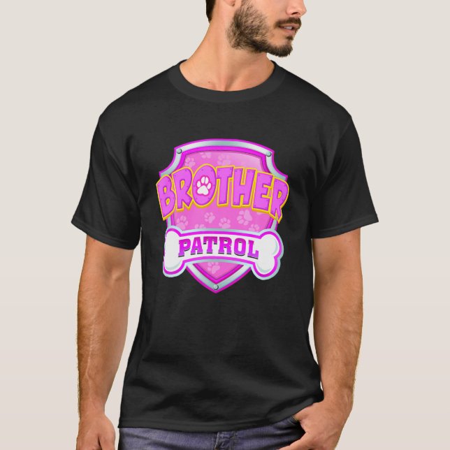 Funny Brother Patrol - Hund, Mamma, Pappa, För man T Shirt (Framsida)
