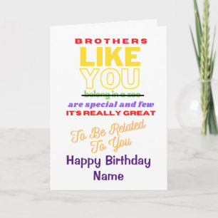 Funny Brother Verse Grattis på födelsedagen Card Kort