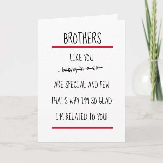 Funny Brothers Cheeky Verse Birthday Kort (Framsida)