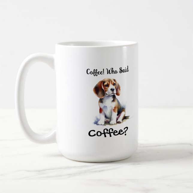 Funny BROWN 'Coffee' Beagle Personalize Kaffemugg (Vänster)