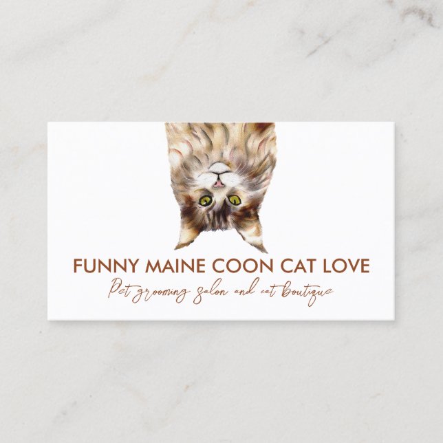 Funny Brown Pet Sitter Maine Coon Cat Visitkort (Framsida)