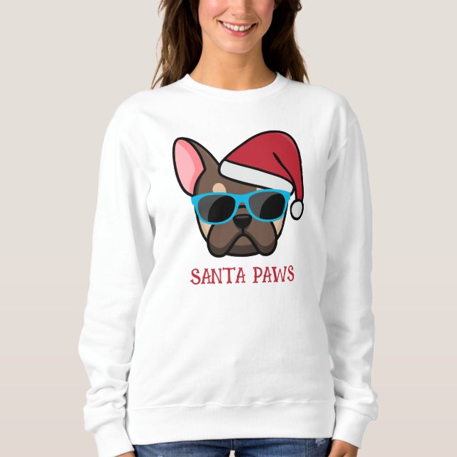 Funny Brown Tan Frenchie Santa Tass jul T Shirt (Framsida)
