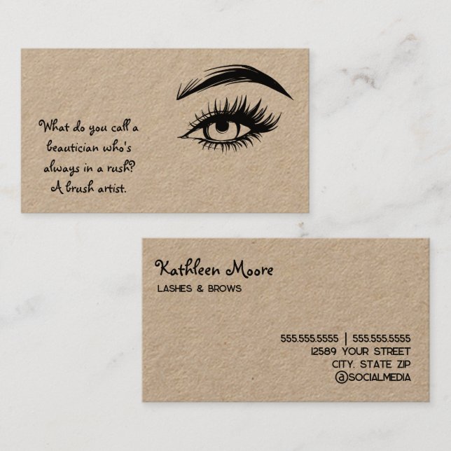Funny Brows och Lash Kraft Visitkort (Fram/baksida)