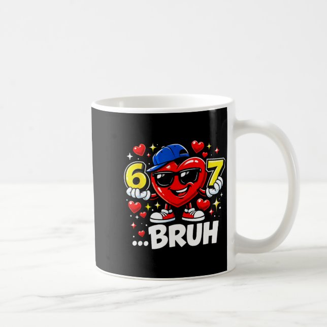 Funny Bruh 67 Six Seven Meme Valentine Heart Dabbi Kaffemugg (Höger)