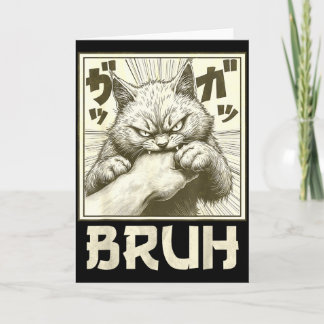 Funny Bruh Cat Bite Graphic Tee Japanese Anime Cat Kort