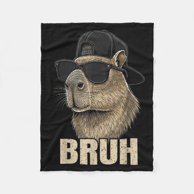 Funny Bruh Meme Capybara Lover Cool Sungles For Me Fleecefilt (Framsidan)