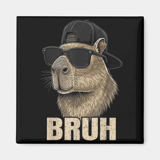 Funny Bruh Meme Capybara Lover Cool Sungles For Me Magnet (Framsidan)