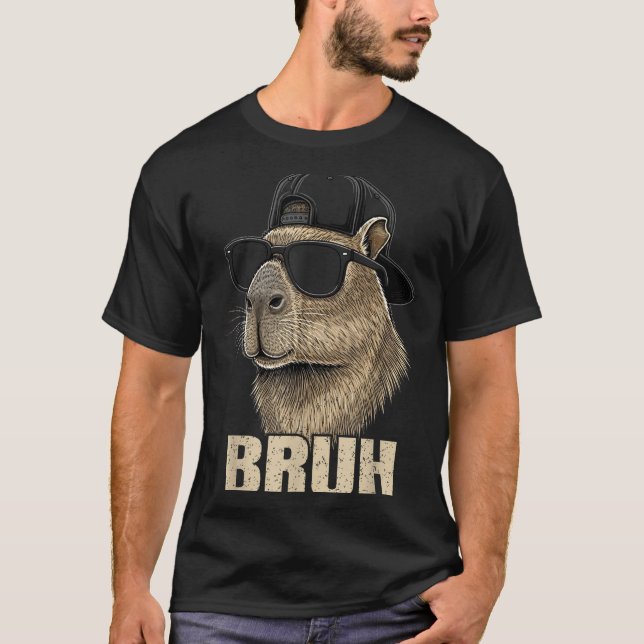 Funny Bruh Meme Capybara Lover Cool Sungles For Me T Shirt (Framsida)