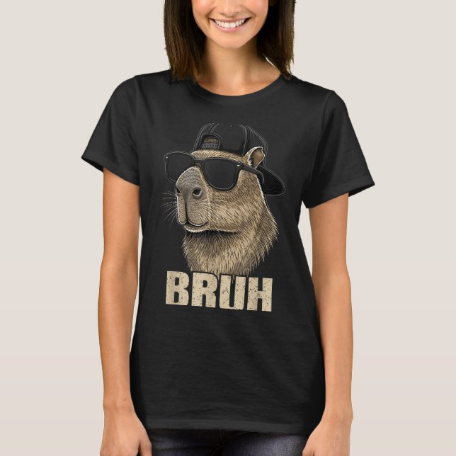 Funny Bruh Meme Capybara Lover Cool Sungles For Me T Shirt (Framsida)