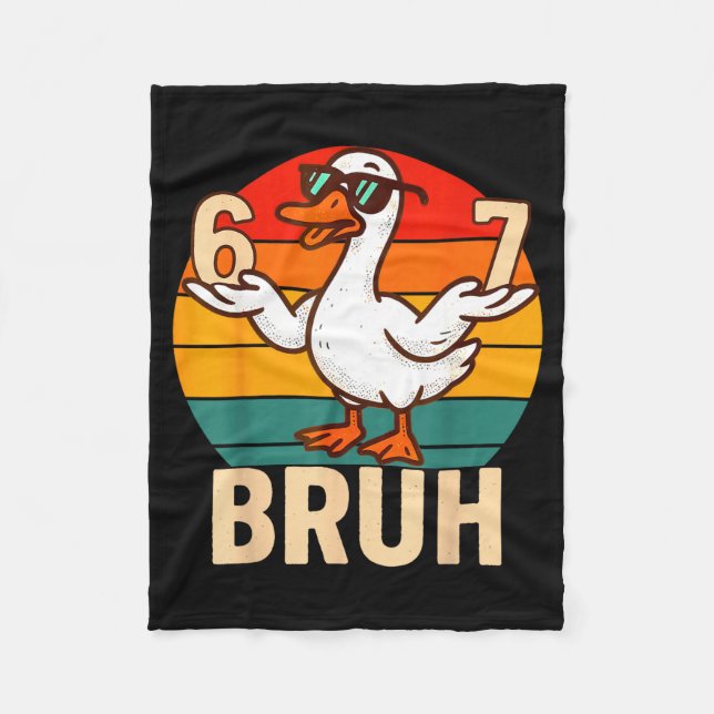 Funny Bruh Retro Duck 6 7 Meme Kids Teen Boys  Fleecefilt (Framsidan)