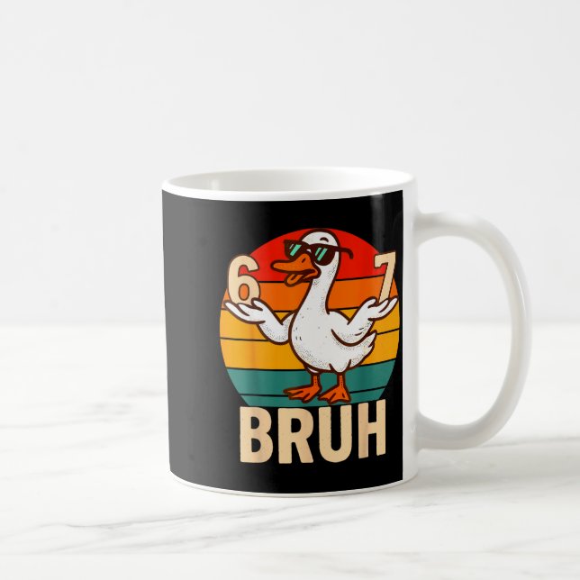 Funny Bruh Retro Duck 6 7 Meme Kids Teen Boys  Kaffemugg (Höger)