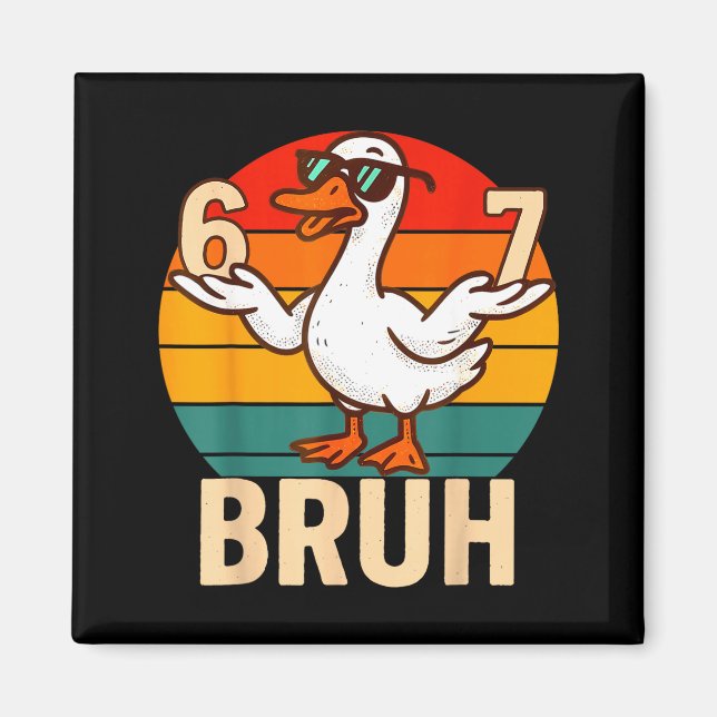 Funny Bruh Retro Duck 6 7 Meme Kids Teen Boys  Magnet (Framsidan)