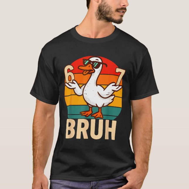 Funny Bruh Retro Duck 6 7 Meme Kids Teen Boys  T Shirt (Framsida)
