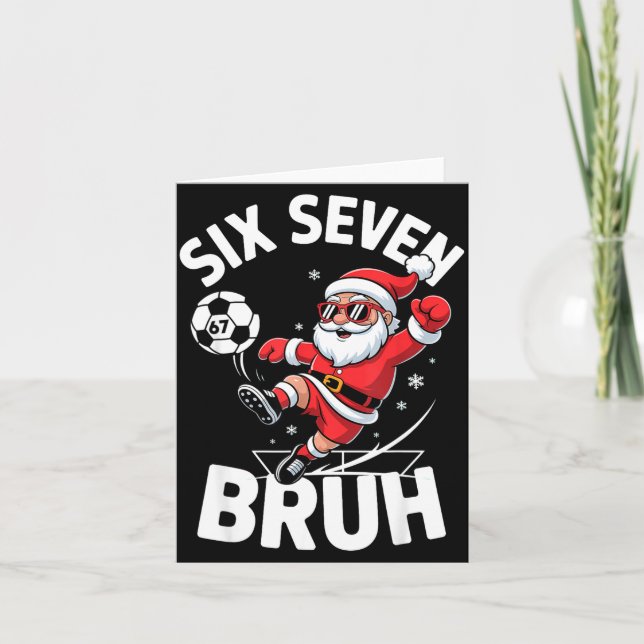 Funny Bruh Soccer Santa 67 Meme Christmas Xmas Paj Kort (Framsida)