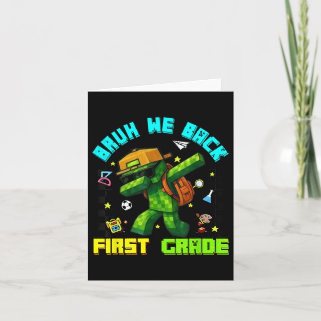 Funny Bruh We Back First Klass Dabbing Gamers Boys Kort (Framsida)