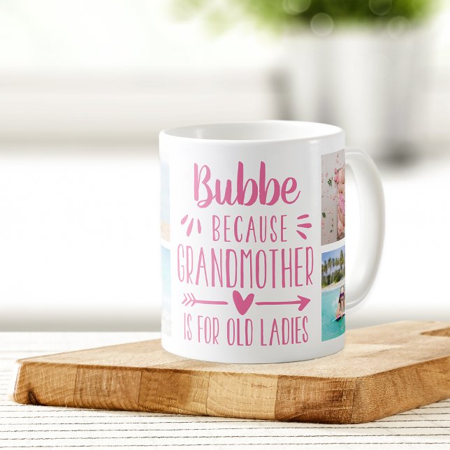 Funny Bubbe Grandchildren Namn & Photo Collage Kaffemugg (Skapare uppladdad)