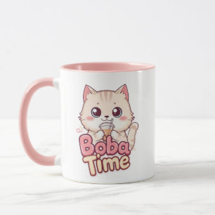 Funny Bubble Tea Anime Kitten Art Mugg