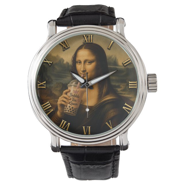 Funny Bubble Tea Mona Lisa  Armbandsur (Framsida)