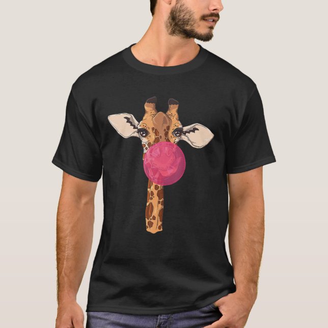Funny Bubblegum Giraffe Chewing tum Älskare Birthd T Shirt (Framsida)