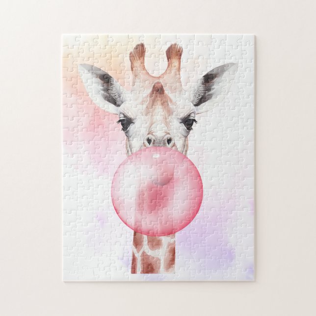 Funny Bubblegum Giraffe Pussel (Vertikal)