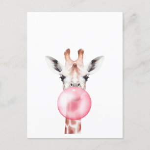 Funny Bubblegum Giraffe Vykort