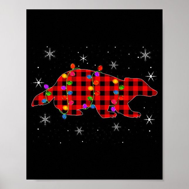 Funny Buffalo Plaid Family Matching Badger Christm Poster (Framsidan)
