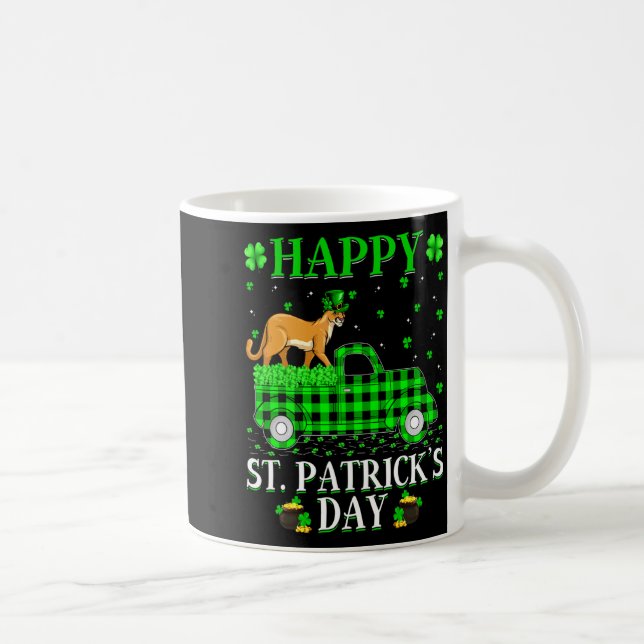 Funny Buffalo Plaid Green Truck Cougar St Patrick  Kaffemugg (Höger)