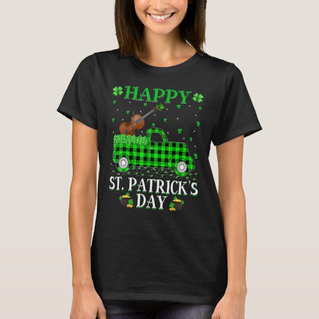 Funny Buffalo Play Grönt Lastbil Cello St. Patrick T Shirt (Framsida)
