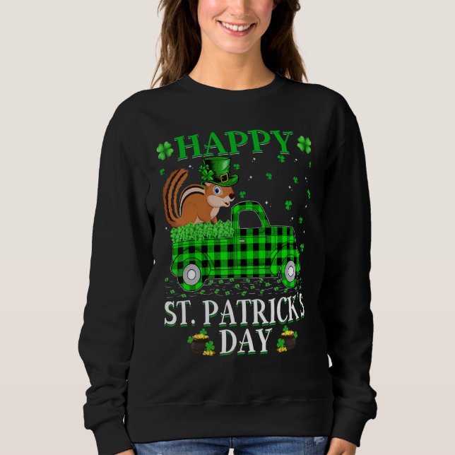 Funny Buffalo Play Grönt Lastbil Chipmunk St Patri T Shirt (Framsida)