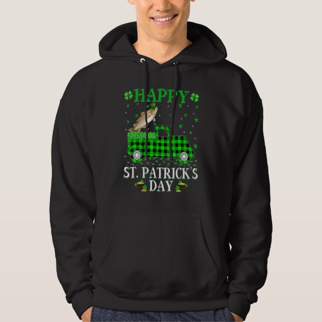 Funny Buffalo Play Grönt Lastbil Cod Fish St Patri Hoodie (Framsida)