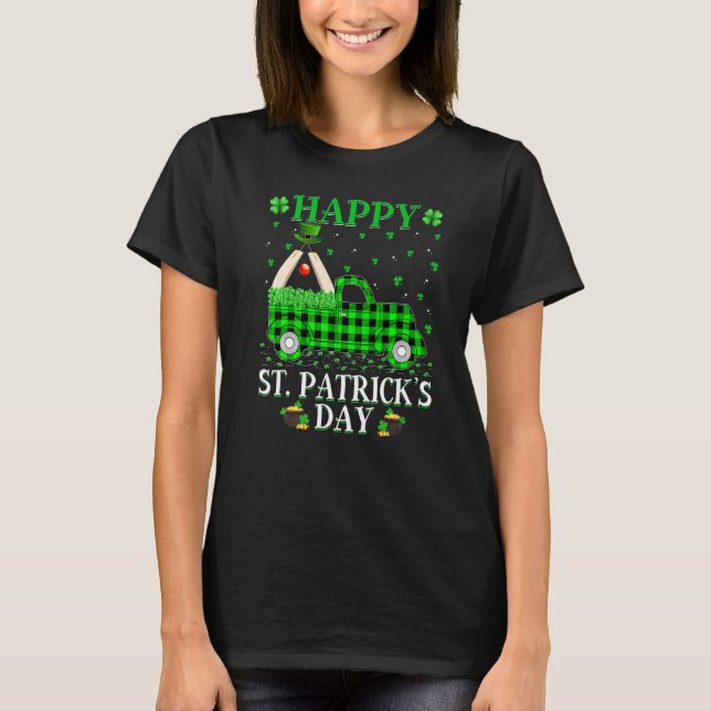 Funny Buffalo Play Grönt Lastbil Cricket St. Patri T Shirt (Framsida)