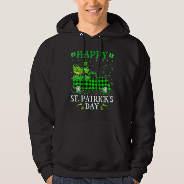 Funny Buffalo Play Grönt Lastbil Grashopper St Pat Hoodie (Framsida)